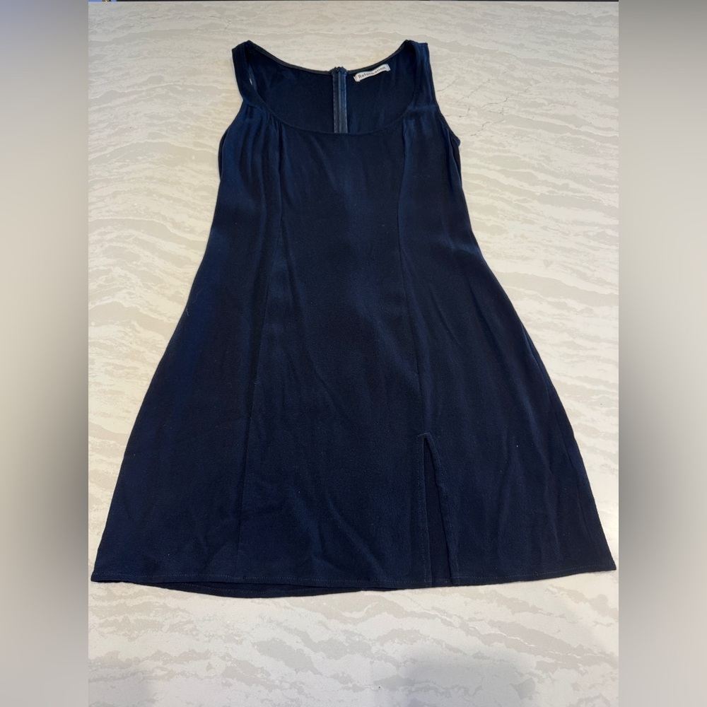Reformation Black Mini Dress Size 2 — Scoop Neck, Front Slit